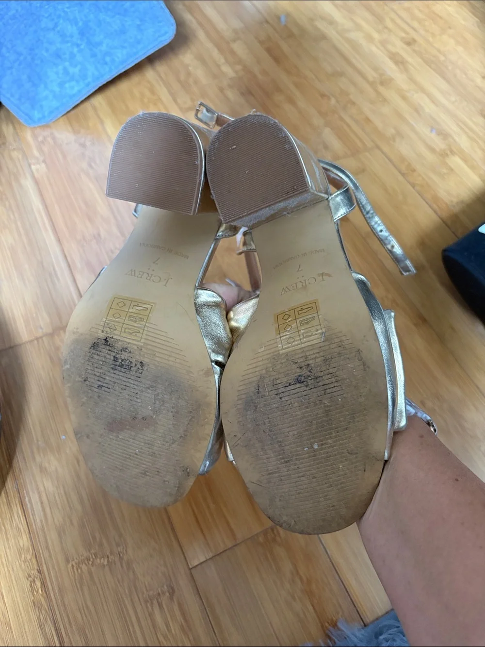 J. Crew Gold Bow Knot Slingback Heels